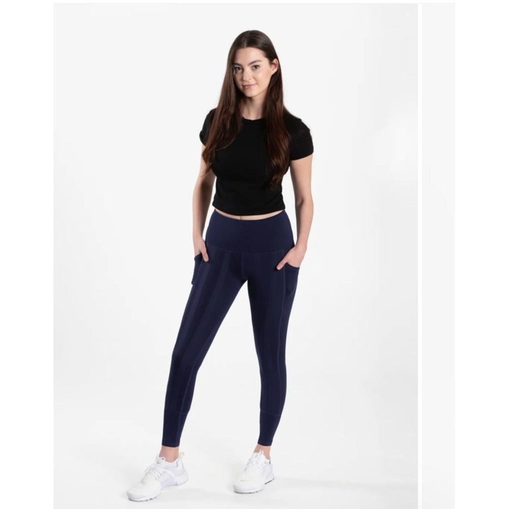 Sweetflexx Resistance Band Leggings Compression High Rise Navy Pockets Women's 2